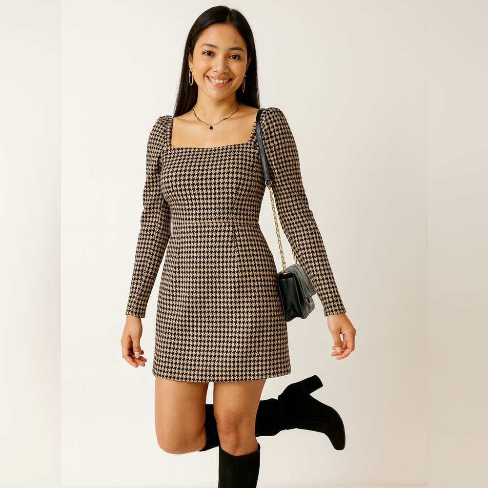 Anabella Houndstooth Fit & Flare‎ Mini Dress – Size S